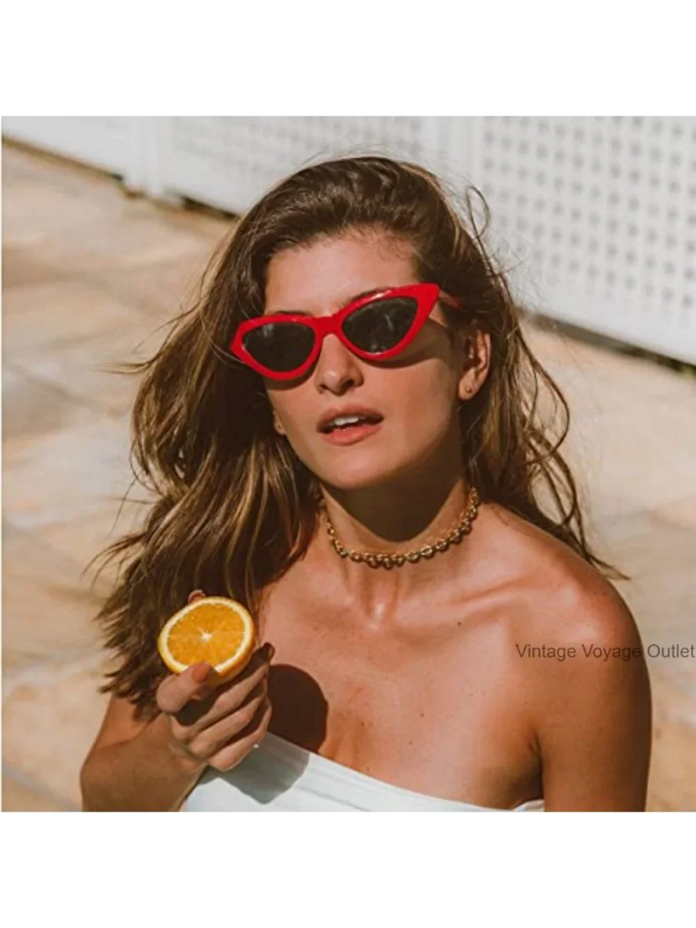 Cat Eye Sunglasses Vintage Narrow Frame Plastic Photochromic UV Protection